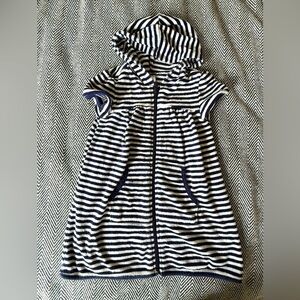 ⚓ Old Navy Navy & White Striped Hooded Terry Dress – Size 2T